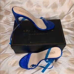 Azalea Wang Blue Croc Skin Heels